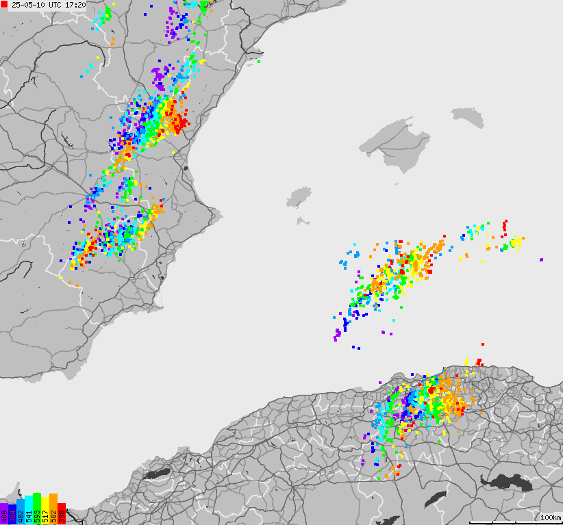 Map of lightnings Spain, Portugal