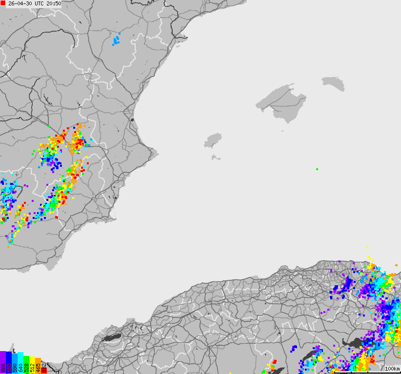 Map of lightnings Spain, Portugal