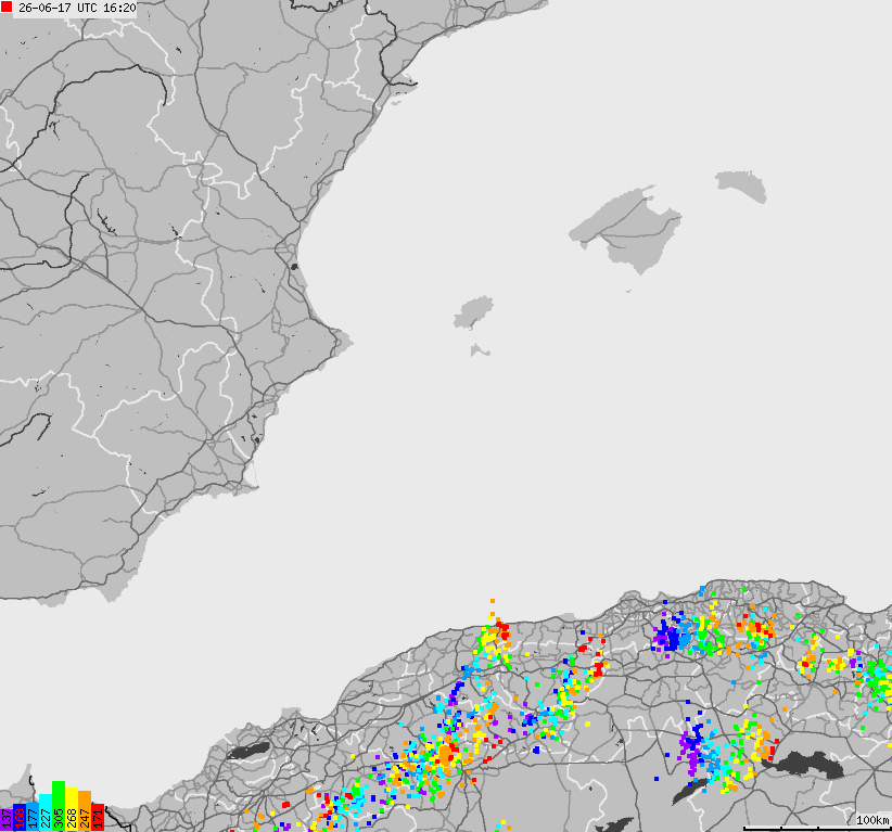 Map of lightnings Spain, Portugal
