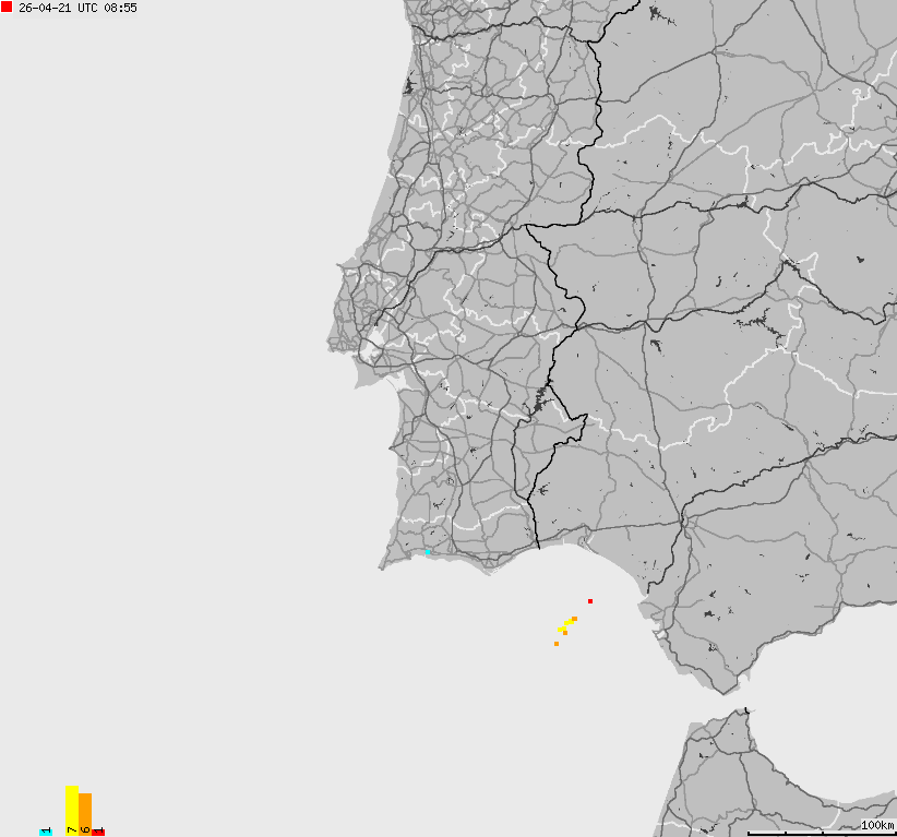 Map of lightnings Spain, Portugal