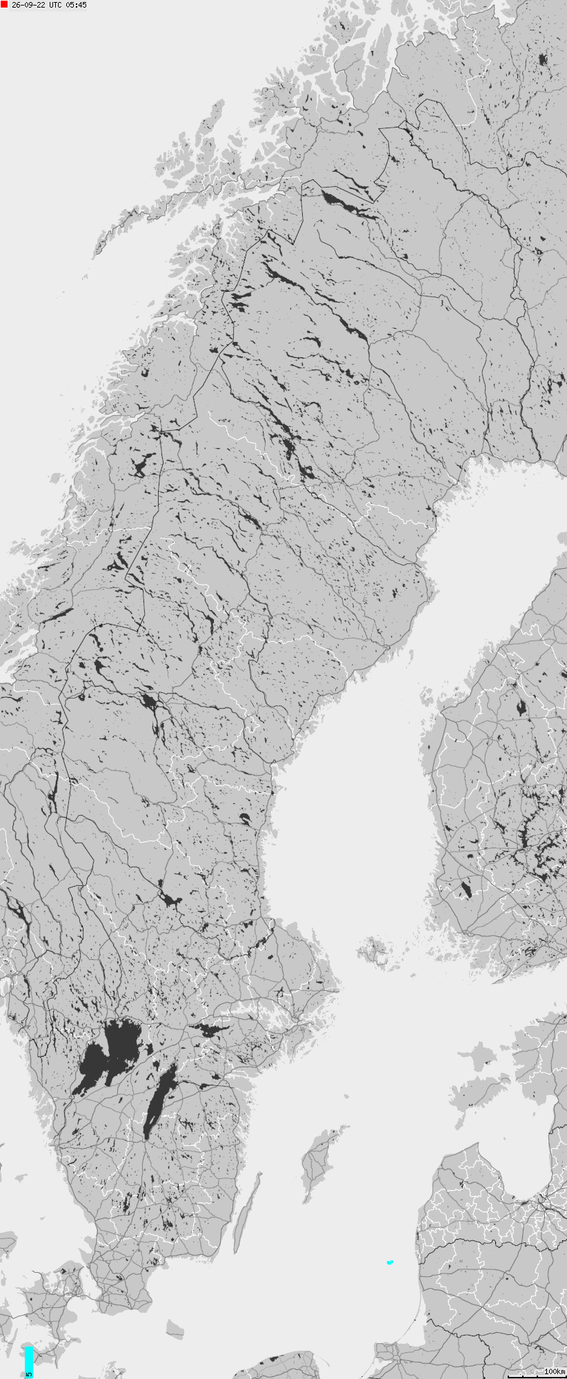 Map of lightnings across Sweden