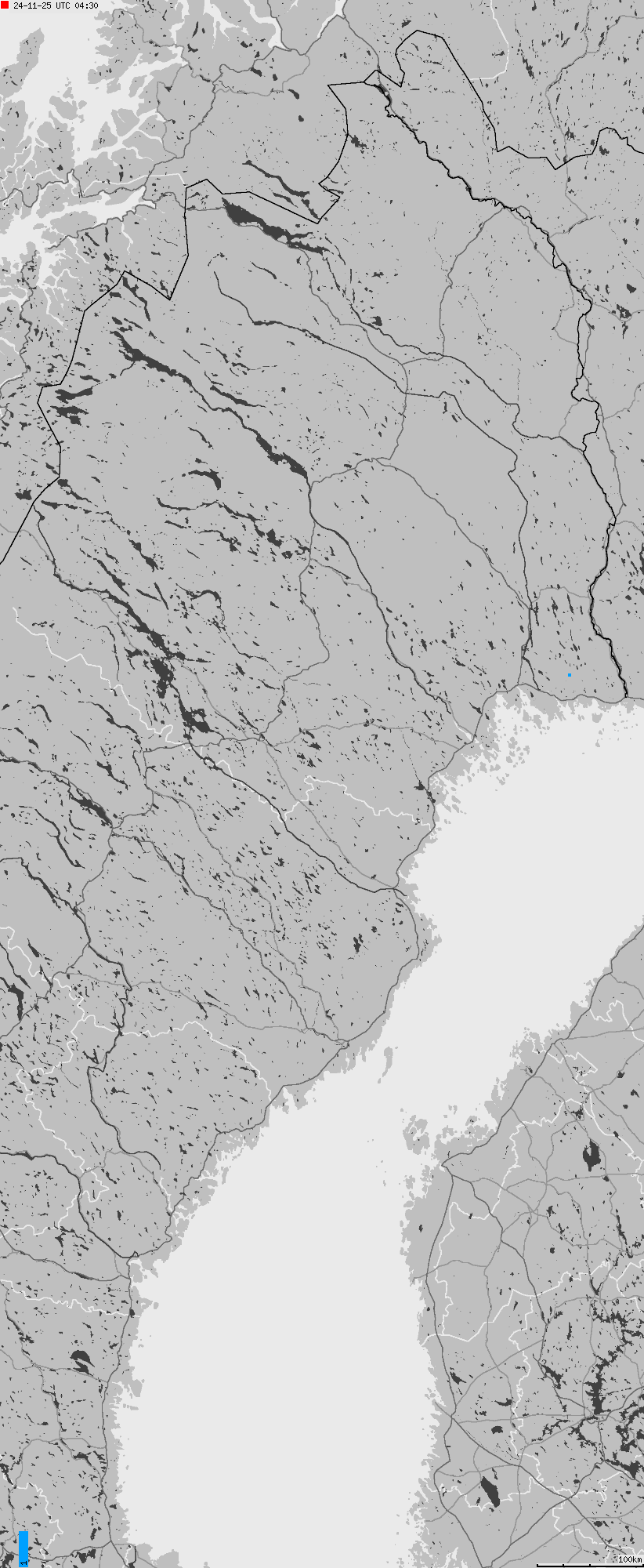 Mapa wyładowań atmosferycznych na obszarze Szwecji