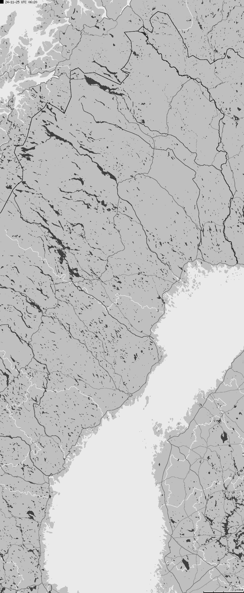 Map of lightnings across Sweden