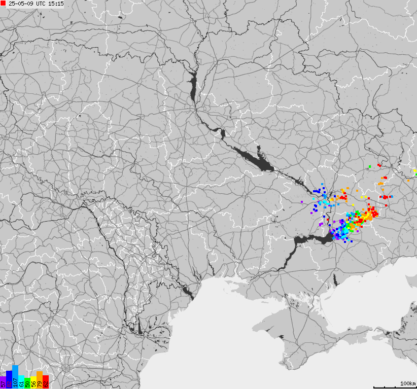 Map of lightnings Ukraine