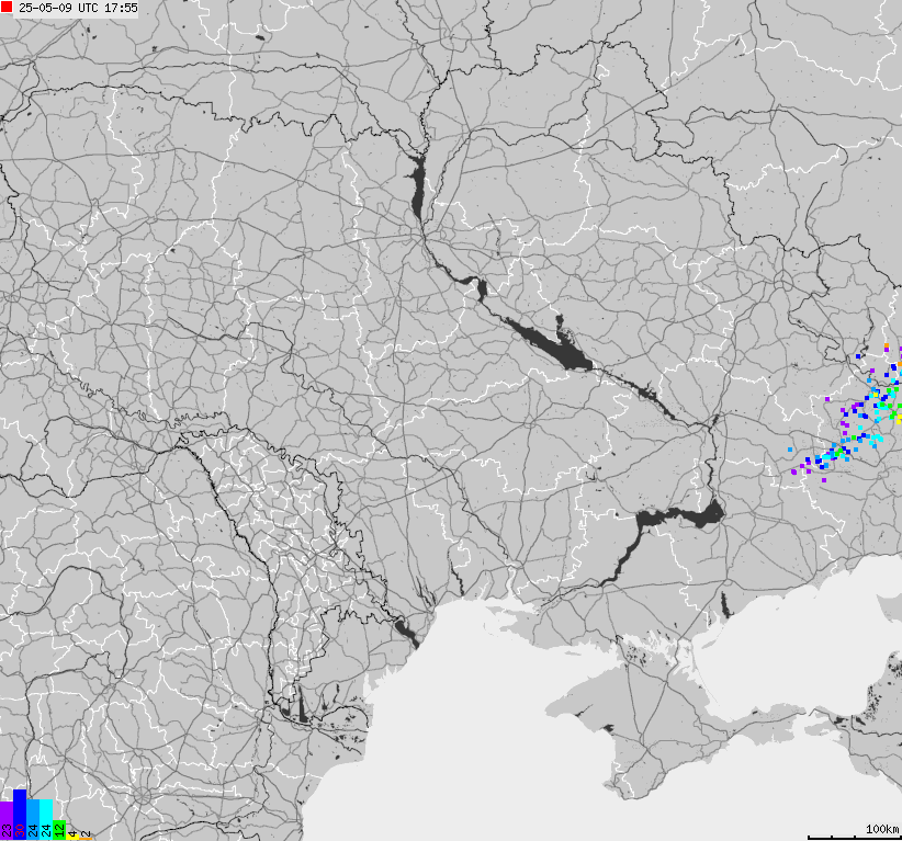 Map of lightnings Ukraine