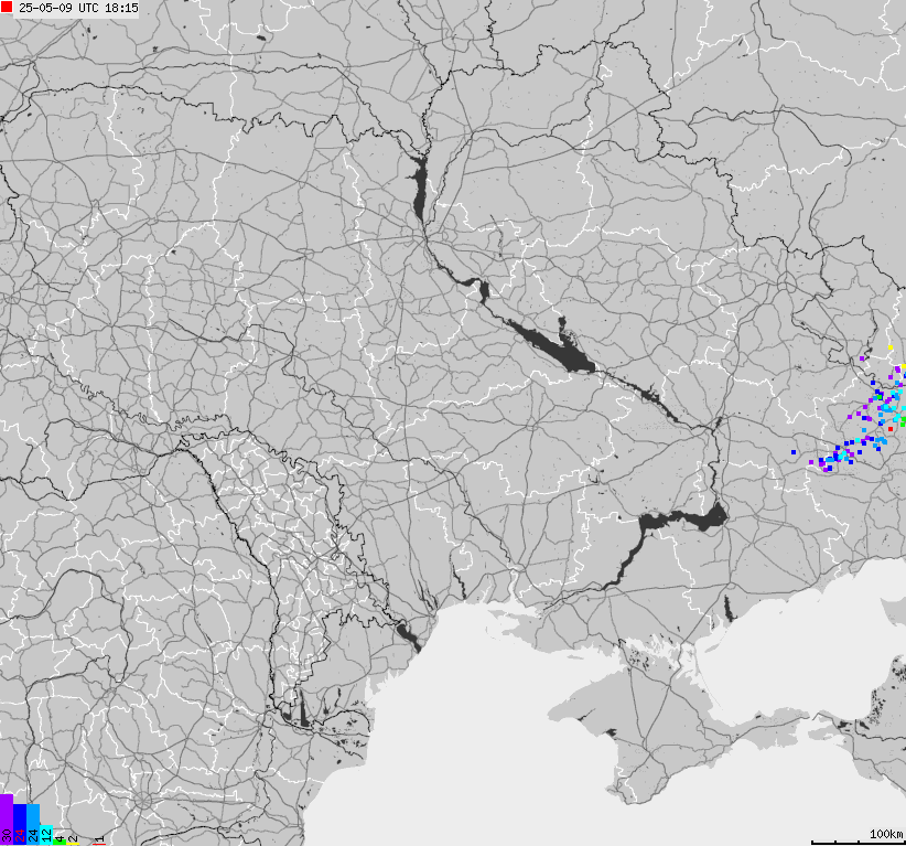 Map of lightnings Ukraine