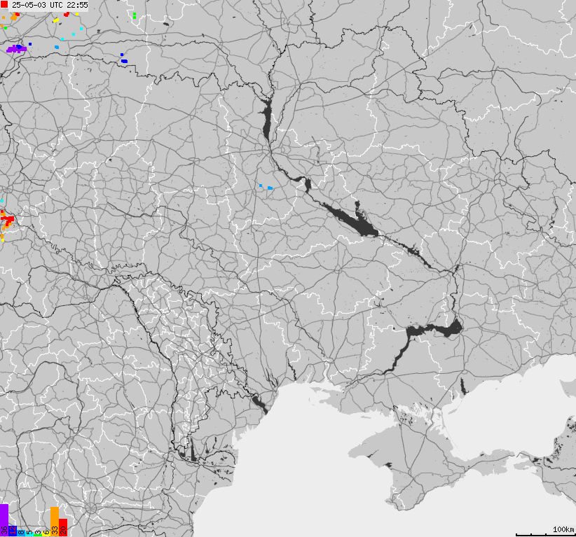 Map of lightnings Ukraine