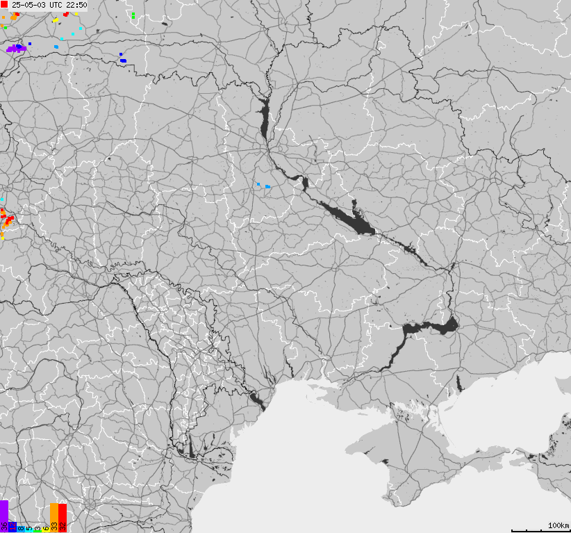 Map of lightnings Ukraine