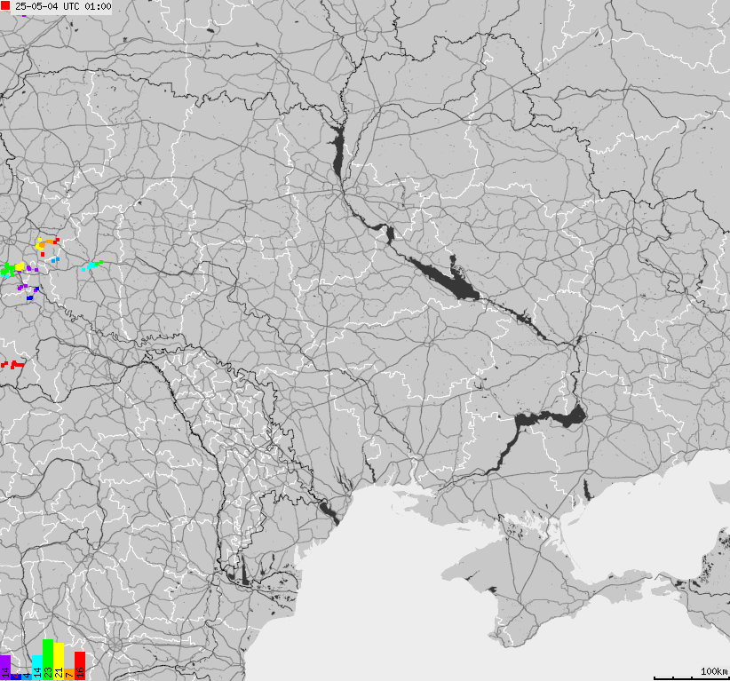 Map of lightnings Ukraine
