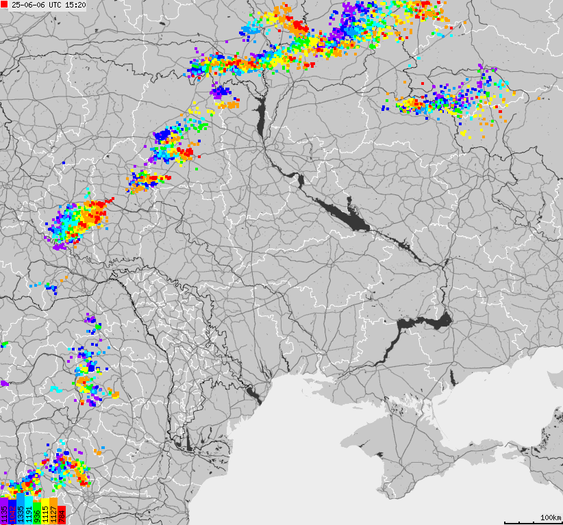 Map of lightnings Ukraine