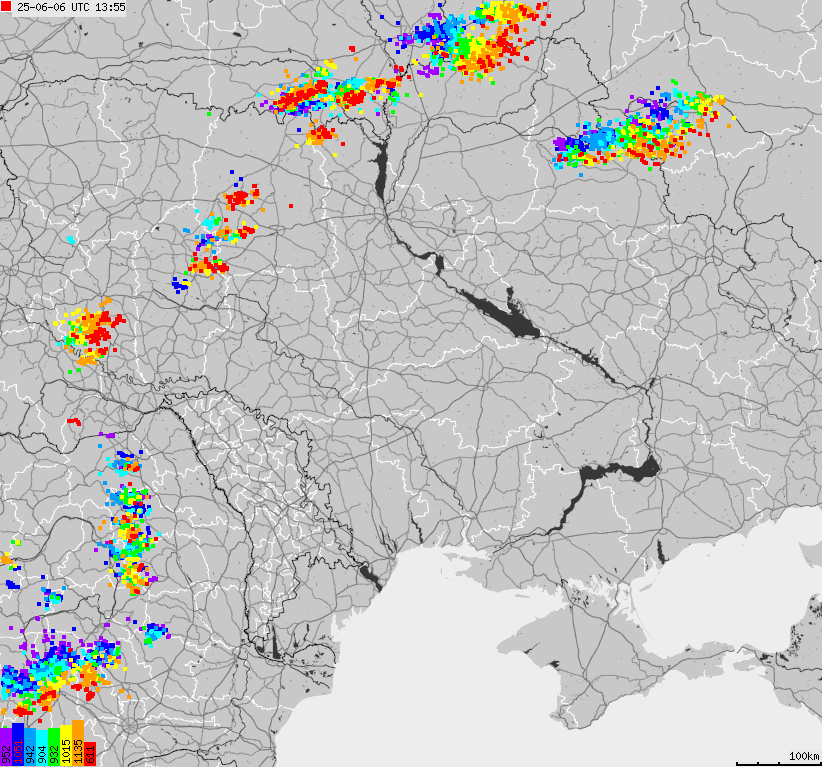 Map of lightnings Ukraine