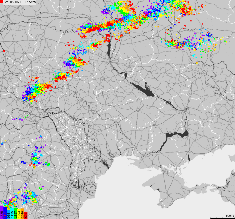 Map of lightnings Ukraine