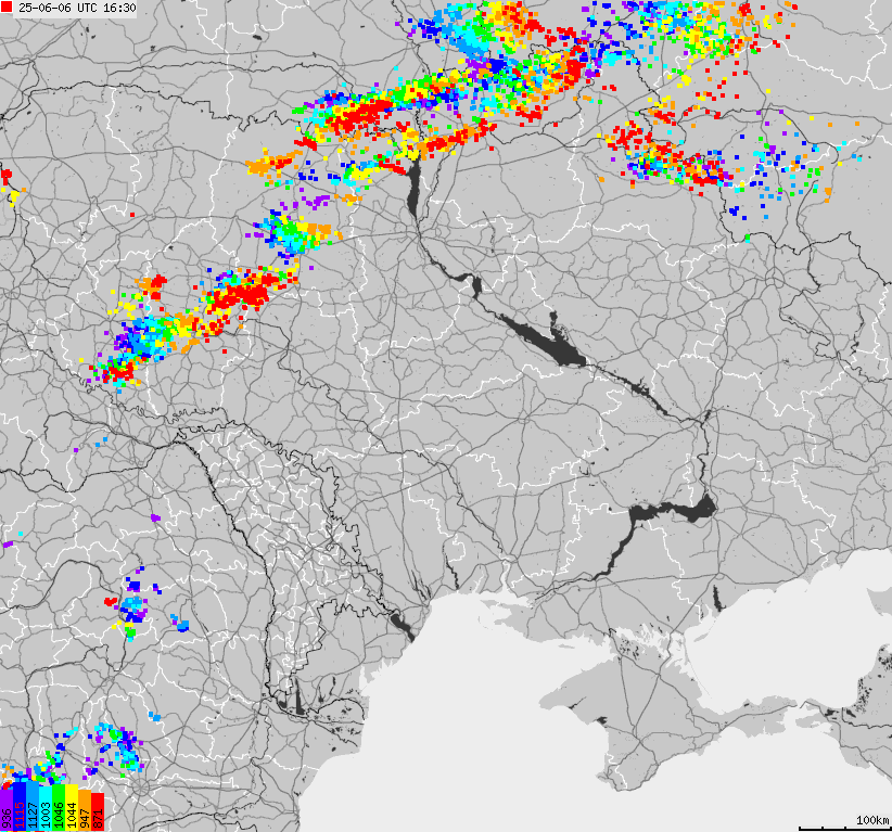 Map of lightnings Ukraine