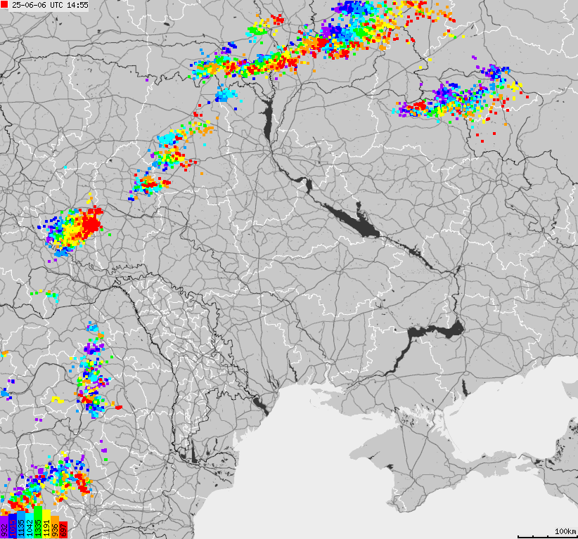 Map of lightnings Ukraine