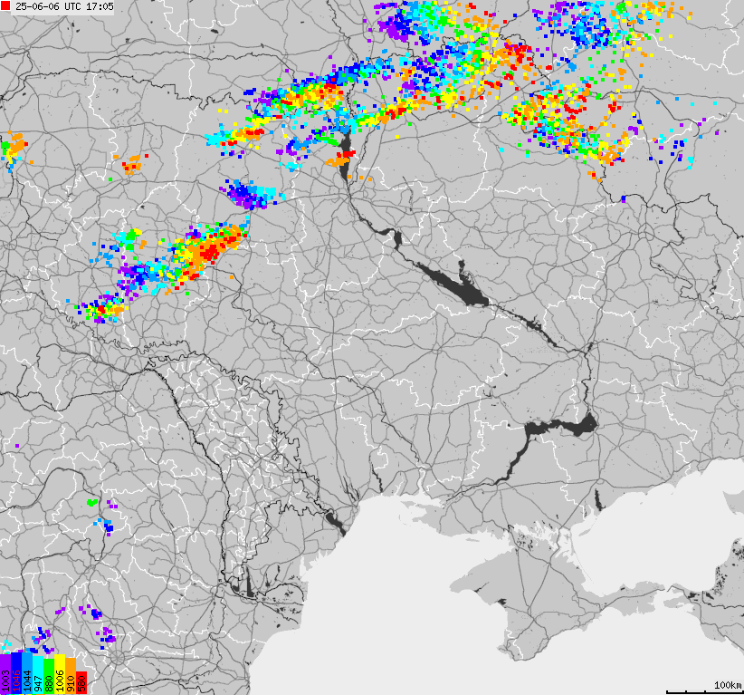 Map of lightnings Ukraine