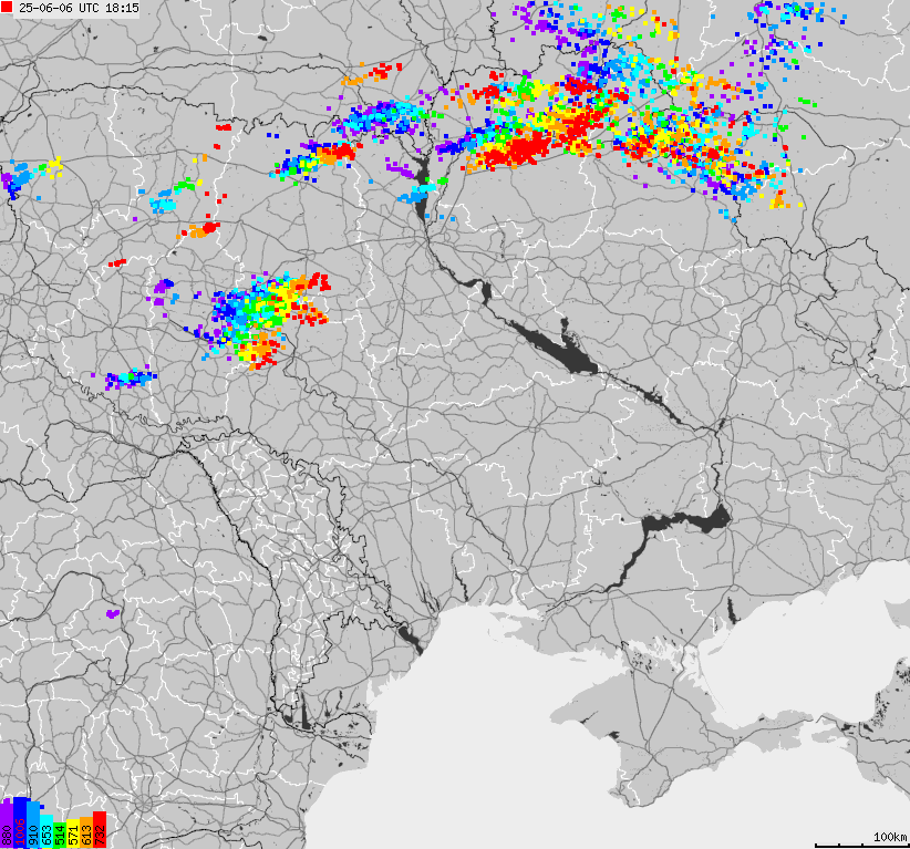 Map of lightnings Ukraine