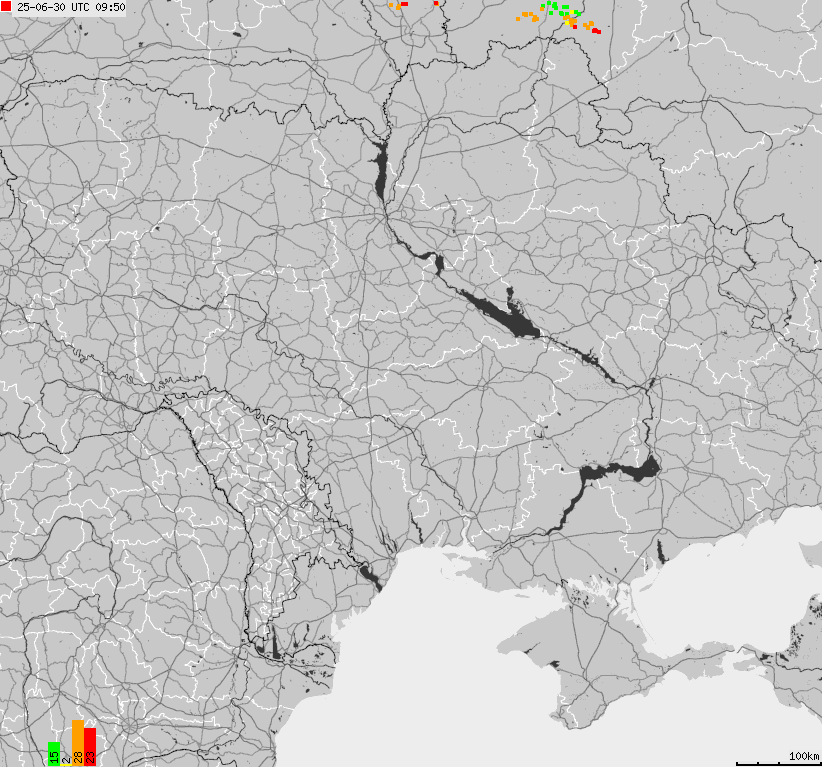 Map of lightnings Ukraine