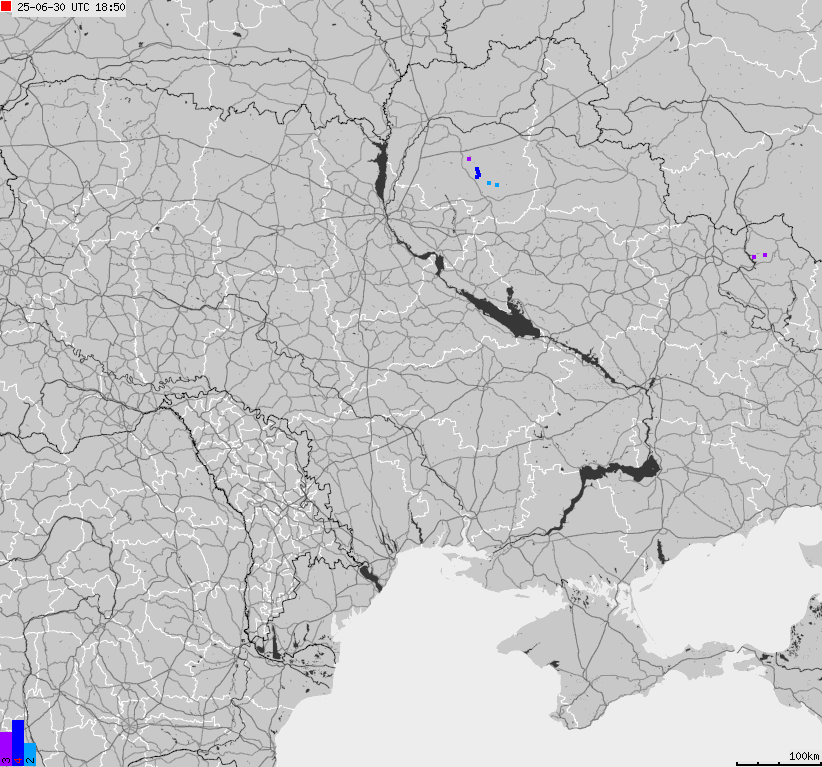 Mapa wyładowań atmosferycznych Ukrainy