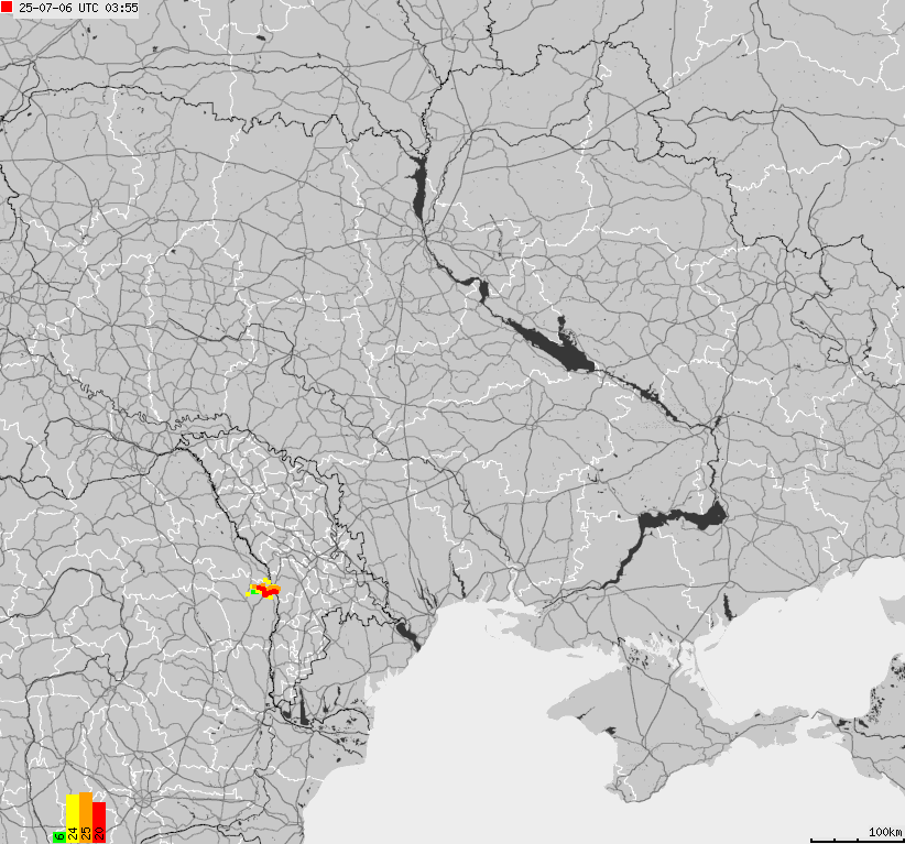 Map of lightnings Ukraine