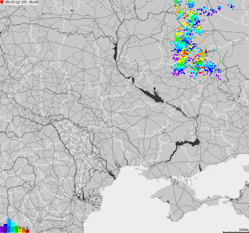 Map of lightnings Ukraine