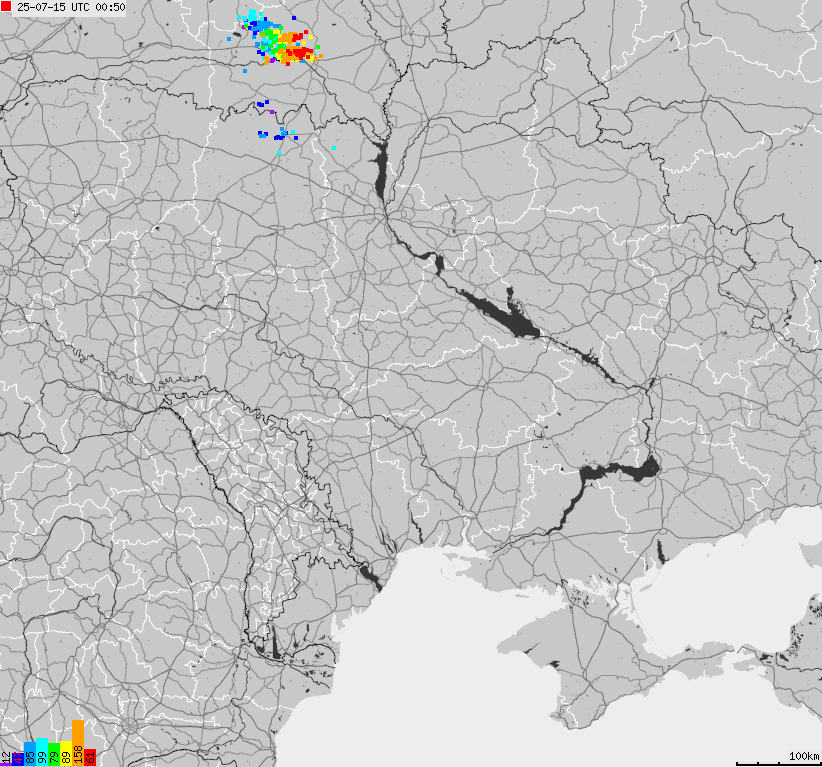 Map of lightnings Ukraine