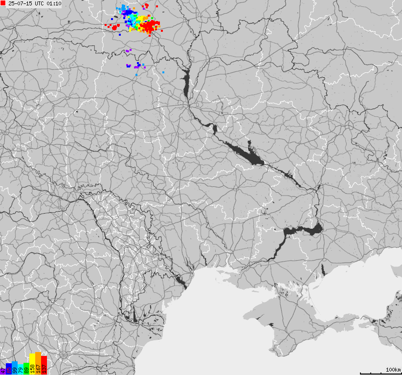 Map of lightnings Ukraine