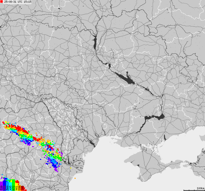 Map of lightnings Ukraine