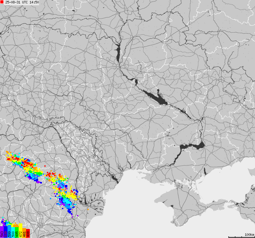 Map of lightnings Ukraine