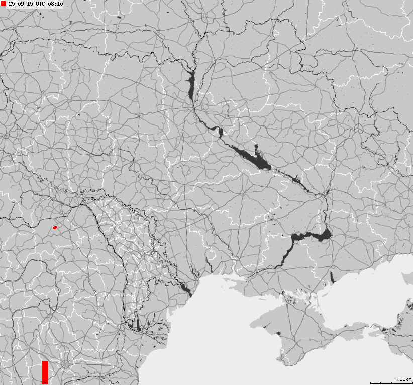 Map of lightnings Ukraine