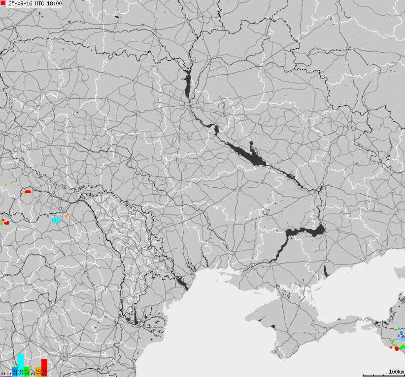 Map of lightnings Ukraine