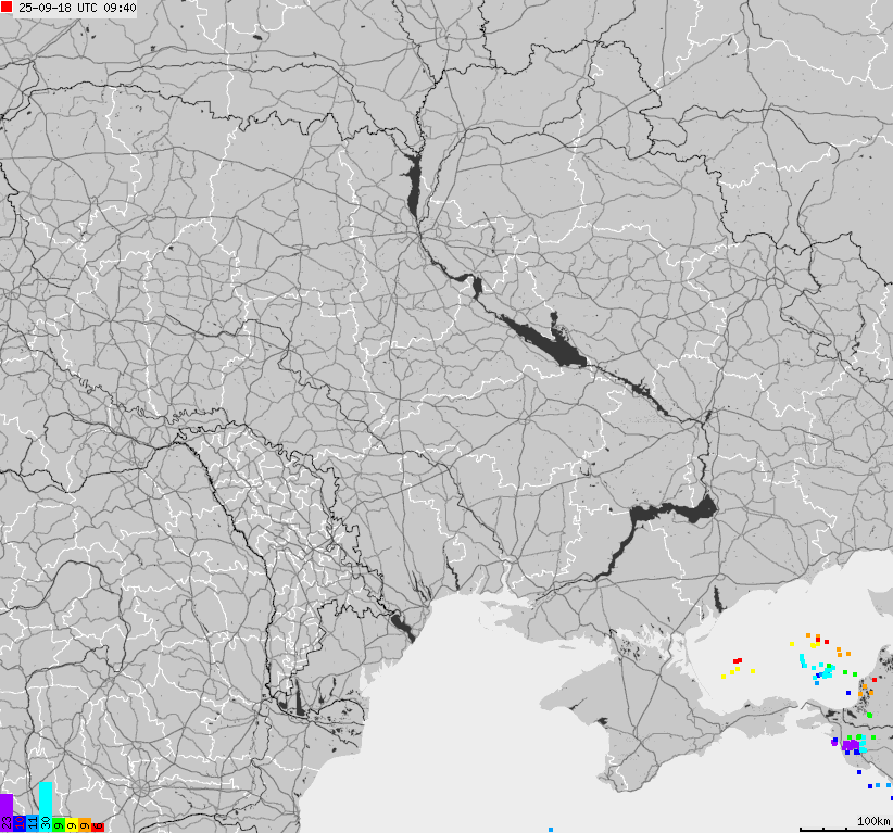 Map of lightnings Ukraine