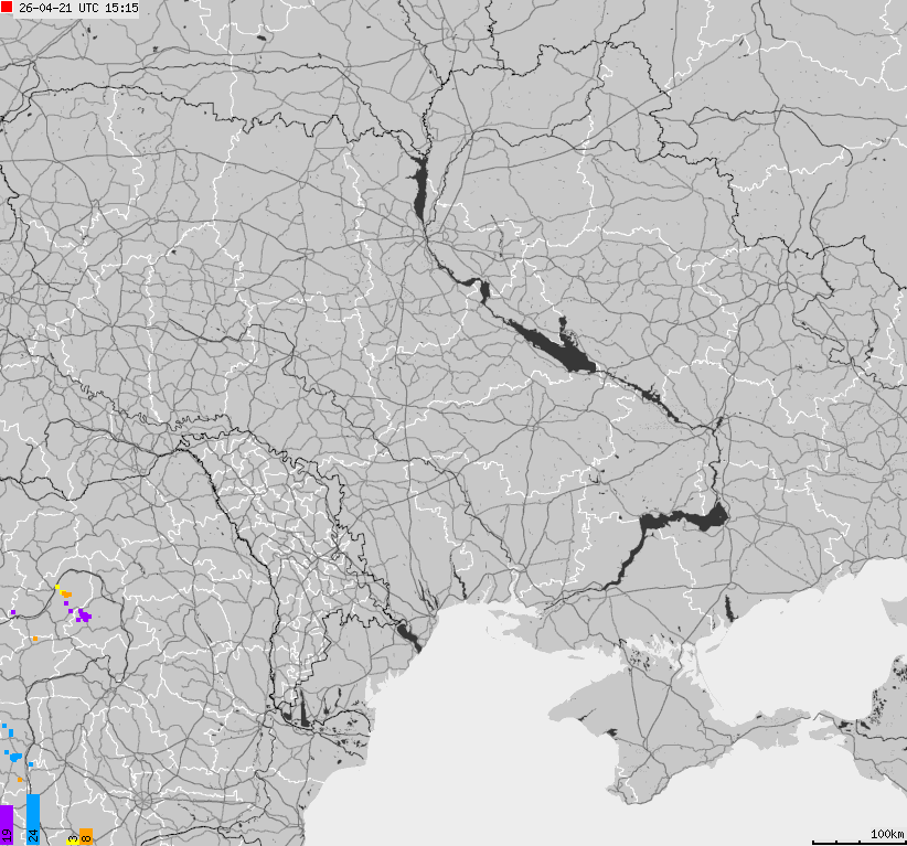 Map of lightnings Ukraine