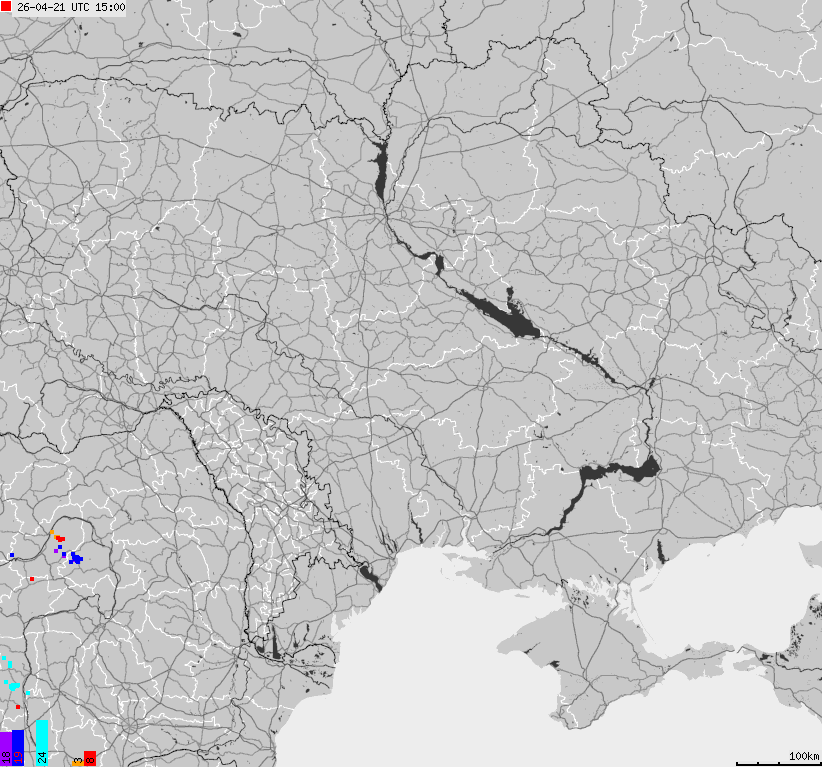 Map of lightnings Ukraine