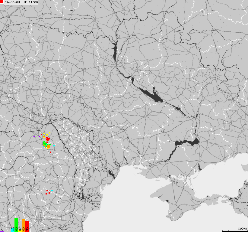 Map of lightnings Ukraine