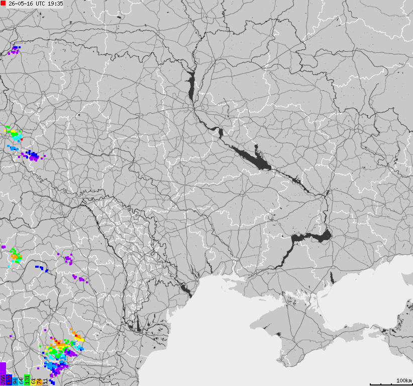 Map of lightnings Ukraine