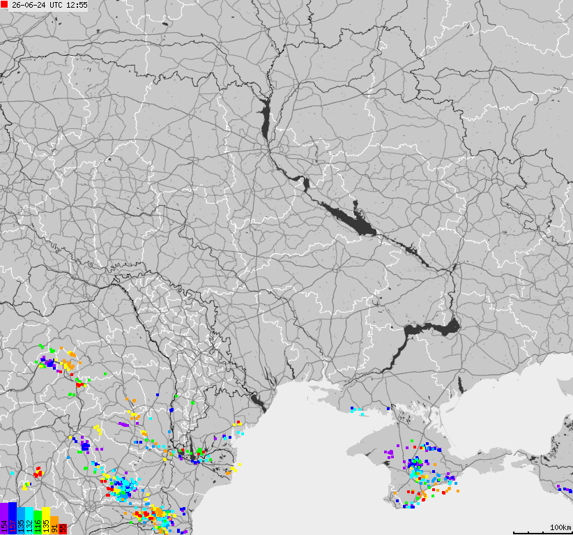 Mapa wyładowań atmosferycznych Ukrainy