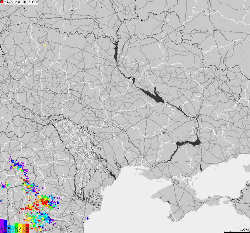 Map of lightnings Ukraine