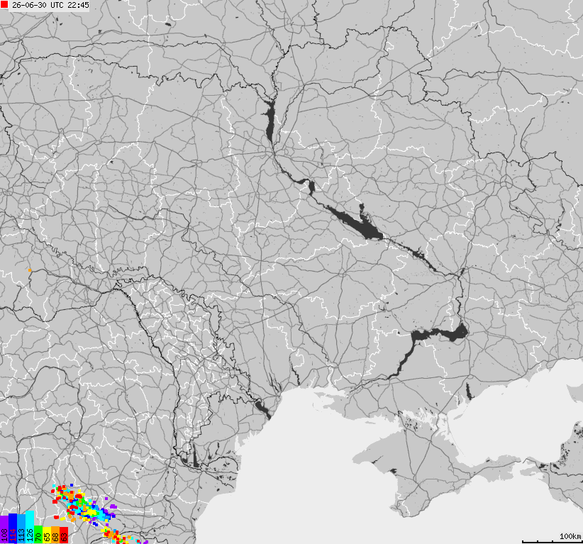 Map of lightnings Ukraine