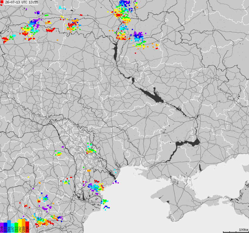 Map of lightnings Ukraine