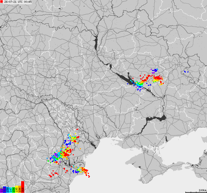 Map of lightnings Ukraine