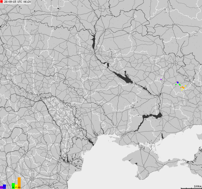 Map of lightnings Ukraine