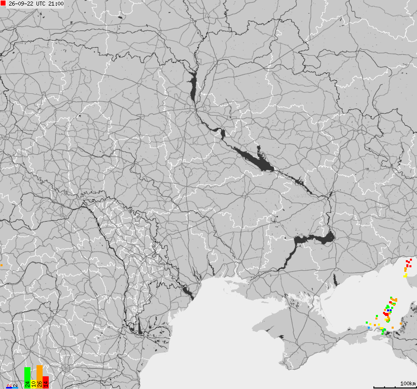 Mapa wyładowań atmosferycznych Ukrainy