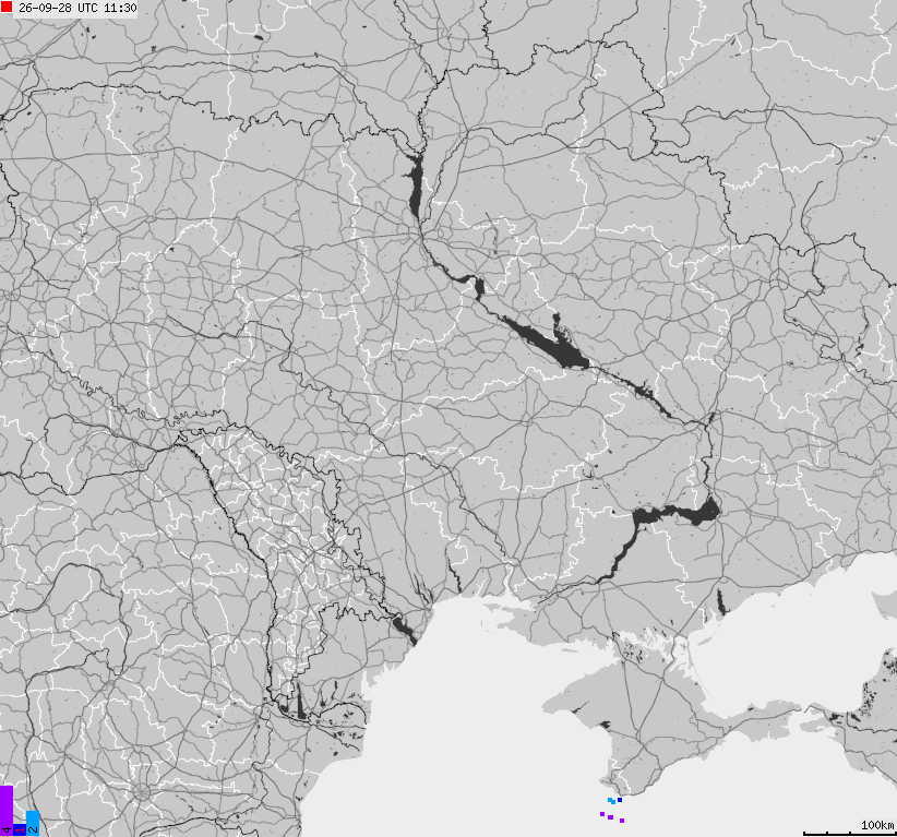 Map of lightnings Ukraine