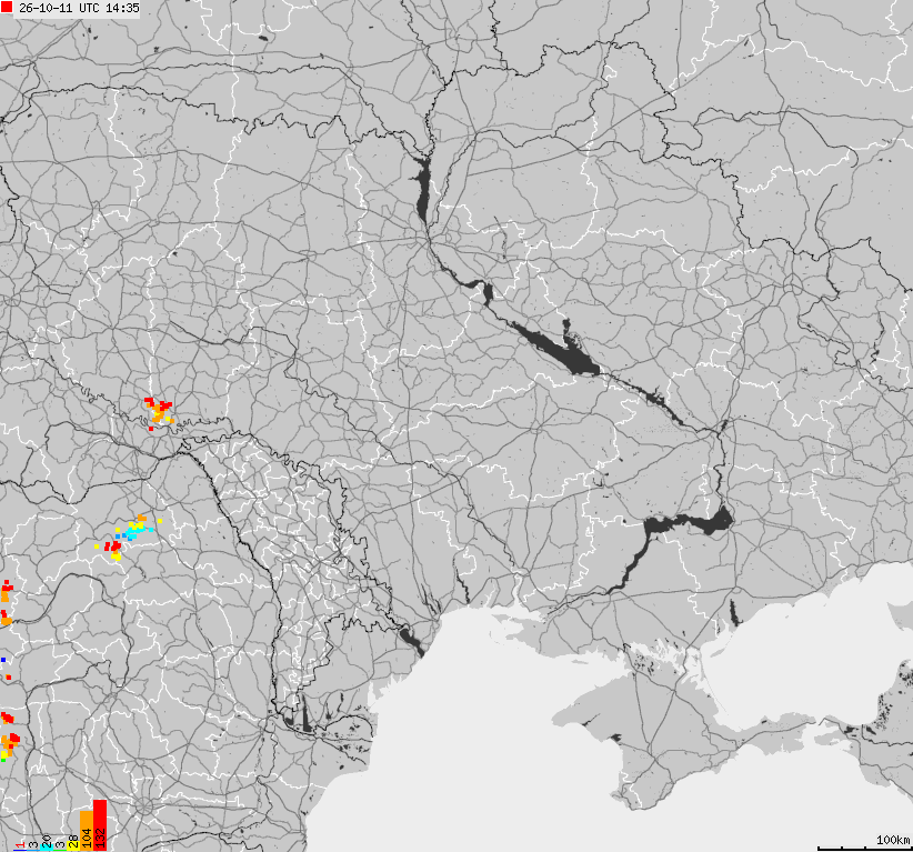 Map of lightnings Ukraine