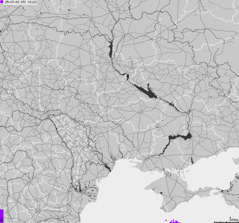 Map of lightnings Ukraine