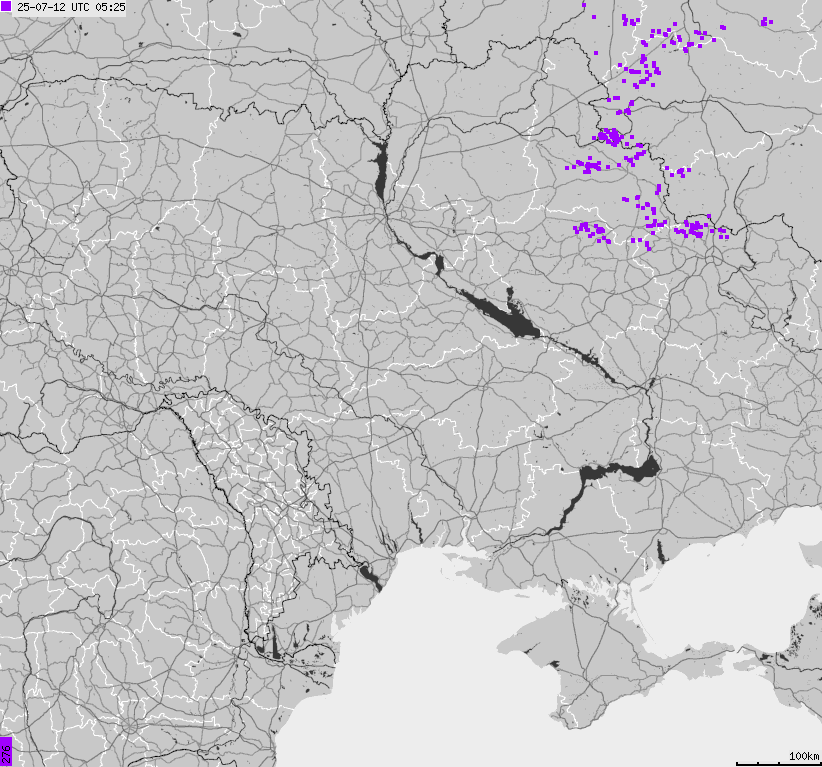Map of lightnings Ukraine
