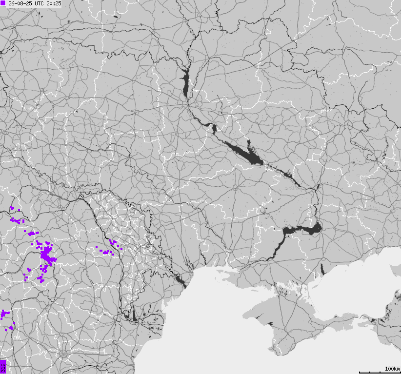 Map of lightnings Ukraine