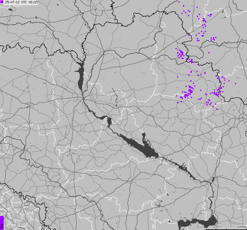 Map of lightnings Ukraine