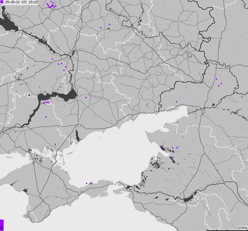 Mapa wyładowań atmosferycznych Ukrainy