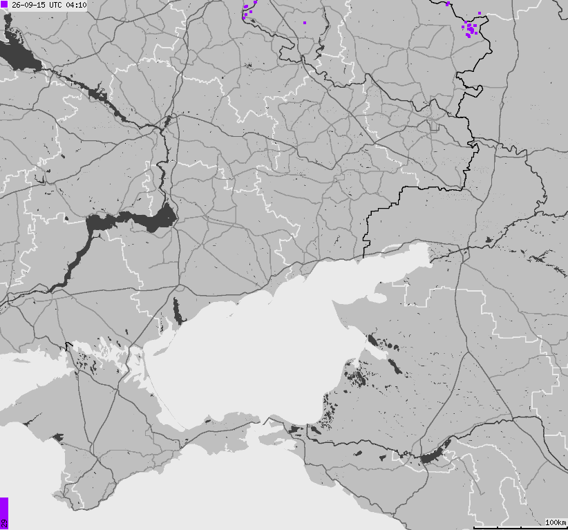 Mapa wyładowań atmosferycznych Ukrainy